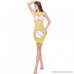 YFancy Womens Transparent Mesh Bodystockings Perspective Sexy Solid Underwear Dress Openwork mesh Skirt Yellow B07MTWCYRK